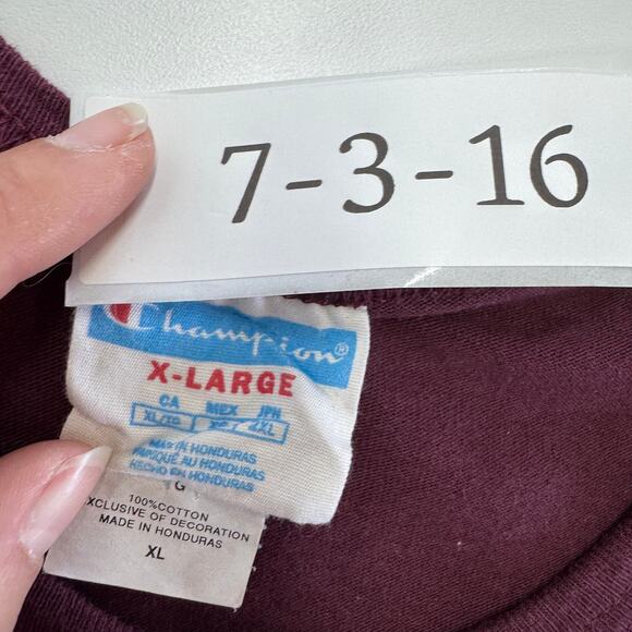 Champion Shirt Mens X Large Red Purple Crew Neck Vintage Tee Cotton - Picture 3 of 6